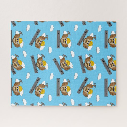 Puzzle Chouette ouvrière de construction mignonne avec de (Horizontal)