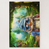 Puzzle Chouette voyageuse dans une forêt enchantée 20x30 (Vertical)