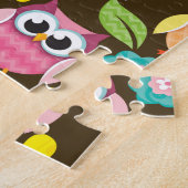 Puzzle Chouettes à motifs colorés et fleurs (Côté)