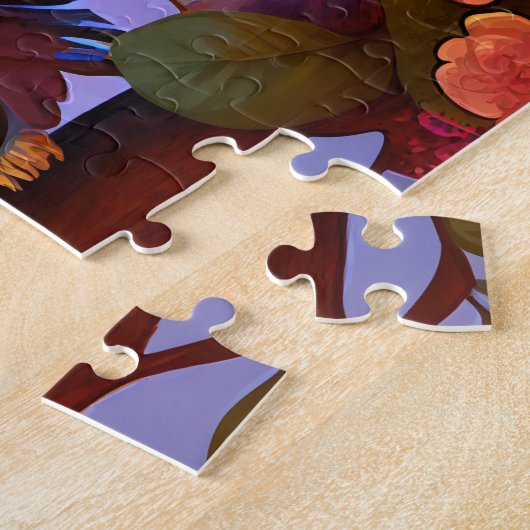 Puzzle Chouettes, Coeurs et Fleurs (Côté)