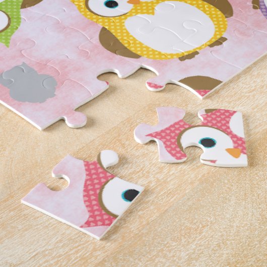 Puzzle Chouettes pastel colorées et sympa (Côté)