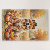 Puzzle Chow Chow À L'Automne Feuille L'Art Thanksgiving (Horizontal)