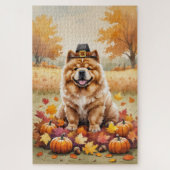Puzzle Chow Chow À L'Automne Feuille L'Art Thanksgiving (Vertical)