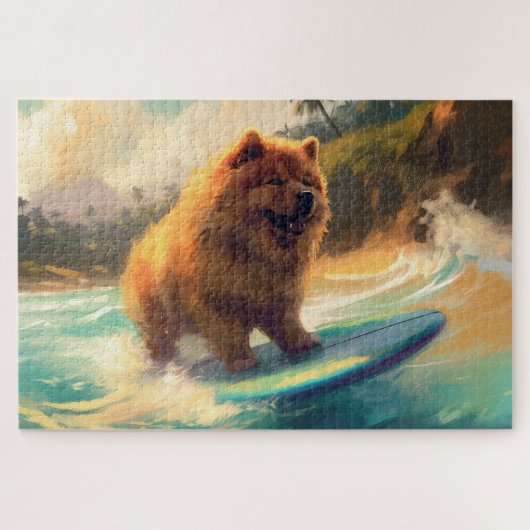 Puzzle Chow Chow Beach Plage Surf Peinture (Horizontal)