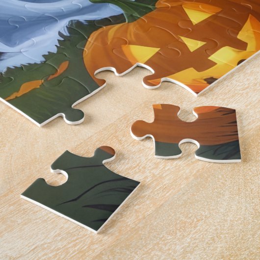 Puzzle Chow Chow Chien Citrouille Halloween drôle (Côté)