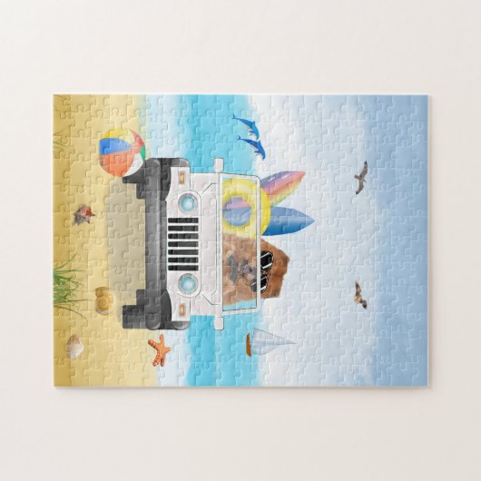 Puzzle chow chow Chien conduite sur la plage (Horizontal)
