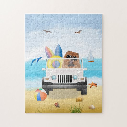 Puzzle chow chow Chien conduite sur la plage (Vertical)