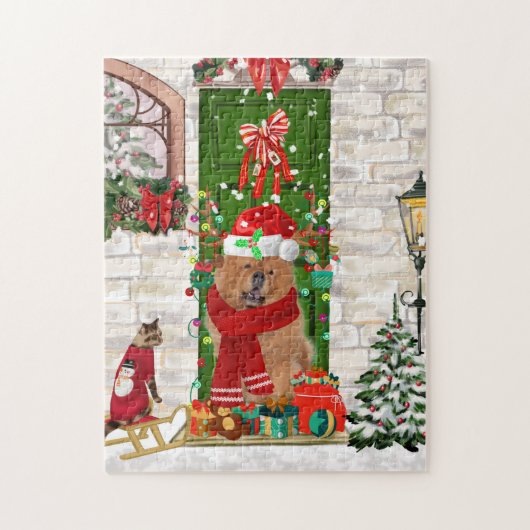 Puzzle Chow Chow Chien Noël (Vertical)