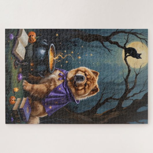 Puzzle Chow Chow Chien Peinture Whimsical Halloween (Horizontal)