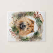 Puzzle chow chow Christmas Wreath Festive Pup (Horizontal)