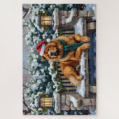 Puzzle Chow Chow Dog Serene Winter Garden Christmas Art (Vertical)