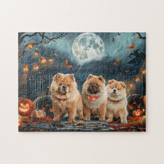 Puzzle Chow Chow Halloween Éffrayant (Horizontal)