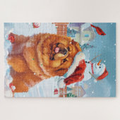 Puzzle Chow Chow Winter Wonderland Noël Joie (Horizontal)