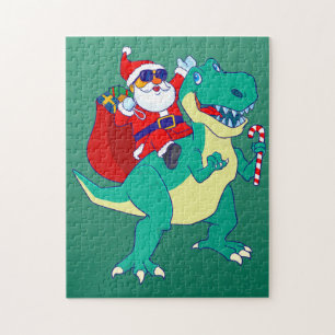 Puzzle Christmas Boys Dinosaur Père Noël T Rex Xmas Dino