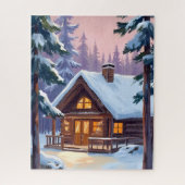 Puzzle Christmas Cabin Forest Winter Snow (Vertical)