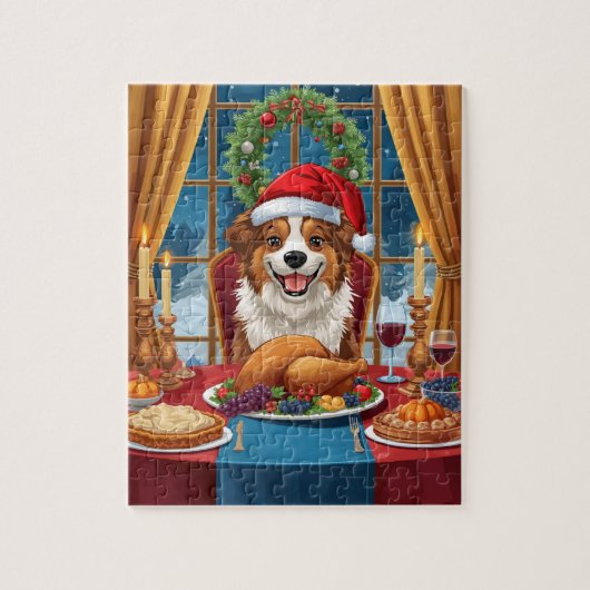 Puzzle Christmas Dog Dinner Festive Holiday Feast (Vertical)