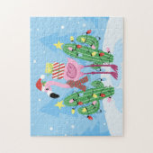 Puzzle Christmas Flamingo with Cactus (Vertical)