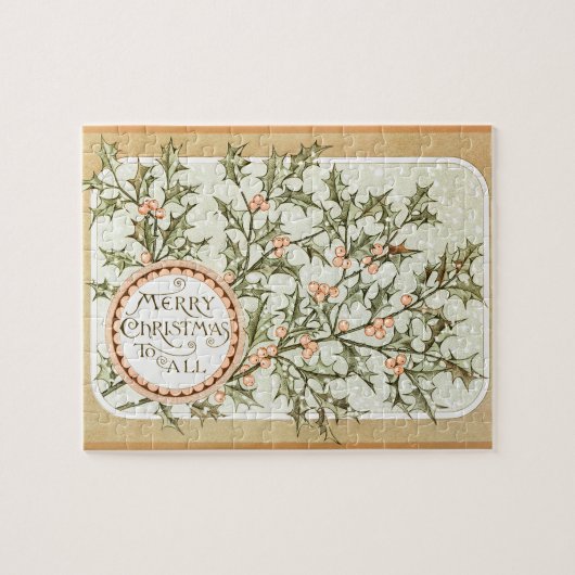 Puzzle Christmas Holly Jolie Antique Salutation (Horizontal)