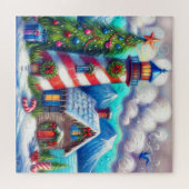 Puzzle Christmas Lighthouse Nautical Coastal Mountain (Horizontal)