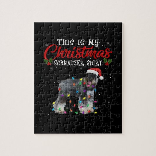 Puzzle Christmas Lover Schnauzer Dog Papa Maman Funny Boy (Vertical)