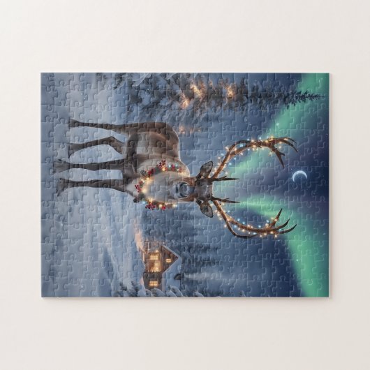 Puzzle Christmas night with Santa's reindeer (Horizontal)