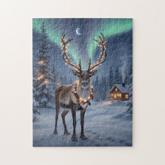 Puzzle Christmas night with Santa's reindeer (Vertical)