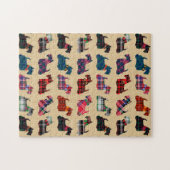 Puzzle Christmas Plaid Scottish Terrier Dogs (Horizontal)