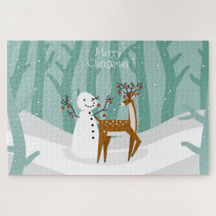 Puzzle Christmas Reindeer and Snowman