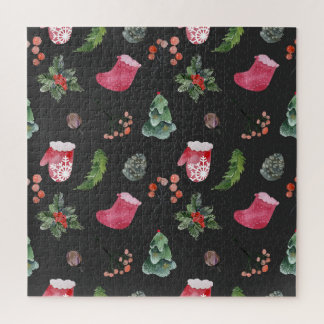 Puzzle Christmas Reindeer : Aquarelle Motif sans couture