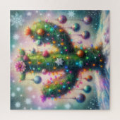 Puzzle Christmas Saguaro Cactus Whimsical Desert (Vertical)