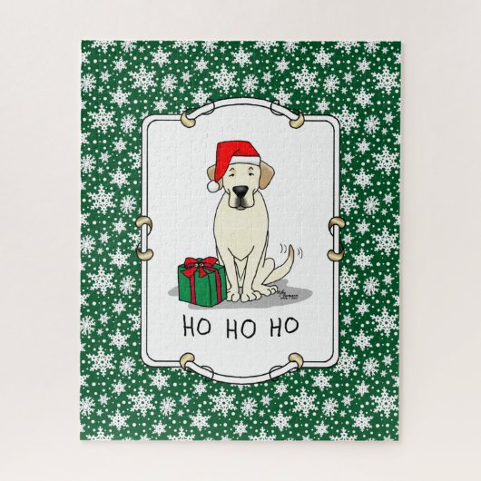 Puzzle Christmas Santa Yellow Labrador Retriever Cute (Vertical)