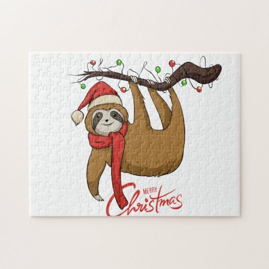 Puzzle Christmas Sloth on Tree Branch%0A (Horizontal)