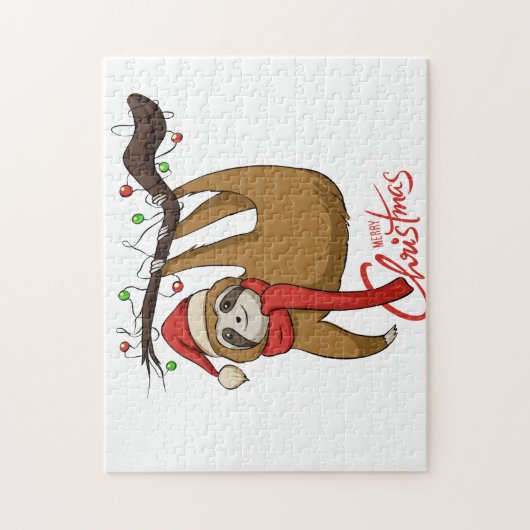 Puzzle Christmas Sloth on Tree Branch%0A (Vertical)