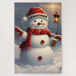 Puzzle Christmas Snowman<br><div class="desc">Puzzle de Noël Snowman C'est toujours les petites pièces qui font la grande image! Transformez vos dessins,  photos et textes en puzzles personnalisés ! Nos puzzles sont fabriqués à partir de carton robuste et de panneaux agglomérés et sont imprimés dans des couleurs vives. Pour vous,  ou pour offrir !</div>