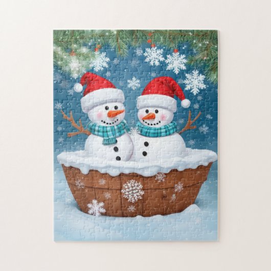 Puzzle Christmas Snowman Couple (Vertical)