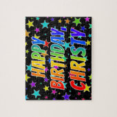 Puzzle "CHRISTY" Prénom, Amusant "HEUREUX ANNIVERSAIRE" (Vertical)