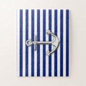 Puzzle Chrome Comme Ancre sur la Marine Blue Stripes Déco (Vertical)