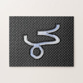 Puzzle Chrome comme Capricorne Signe noir fibre de carbon (Horizontal)