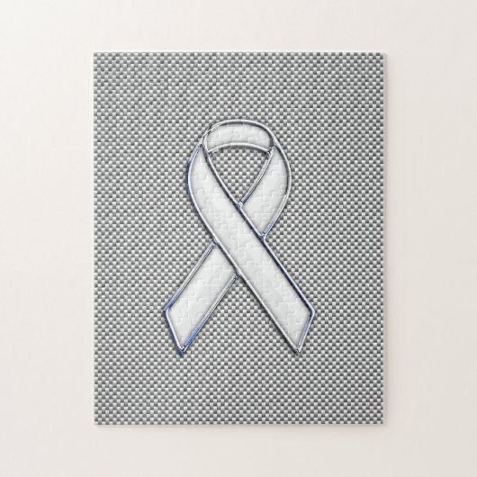 Puzzle Chrome Comme White Ribbon Sensibilisation Fibre de (Vertical)