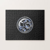 Puzzle Chrome Dragon Crest sur Carbon Fibres Impression (Horizontal)