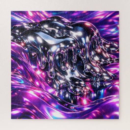 Puzzle Chrome Liquide Violet Abstrait (Vertical)