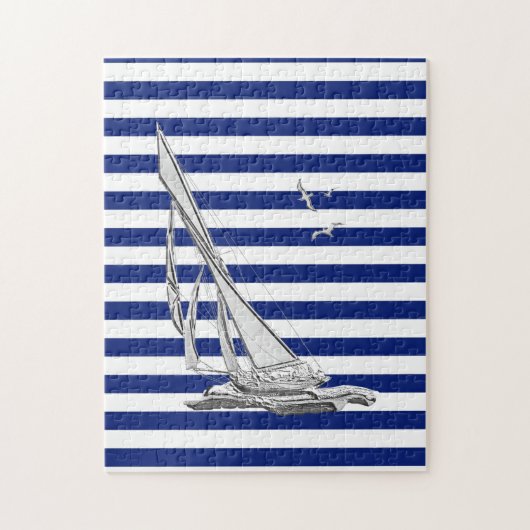 Puzzle Chrome voile sur les bandes marines (Vertical)