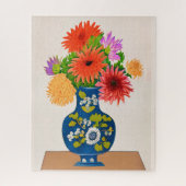 Puzzle Chrysanthèmes dans un vase chinois bleu (Vertical)
