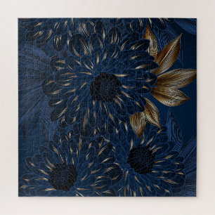 Puzzle Chrysanthèmes dessinés à la main, motif floral élé