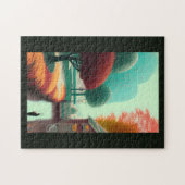 Puzzle Chute dans une ville d'imaginaires feuilles rouges (Horizontal)