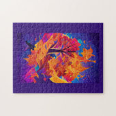 Puzzle Chute feuillage orange or abstrait art noir (Horizontal)