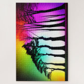 Puzzle Ciel arc-en-ciel sur les Silhouettes noires (Vertical)