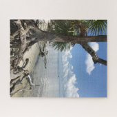 Puzzle Ciel Bleu Nuages Blancs, Mer Bleue, Plage de Bois  (Horizontal)