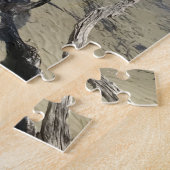 Puzzle Ciel Bleu Nuages Blancs, Mer Bleue, Plage de Bois  (Côté)