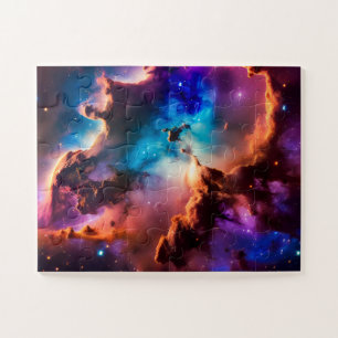 Puzzle Ciel cosmique rose violet et vert de l'univers mag